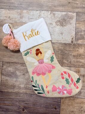 Stephen Joseph Ballerina Angel Christmas Stocking - PERSONALIZED WITH KATIE
